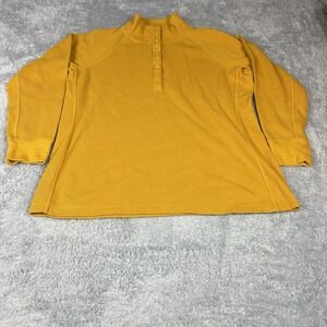 Duluth Henley Sweater Mens 2XL Yellow Camping Mock Neck Casual Top